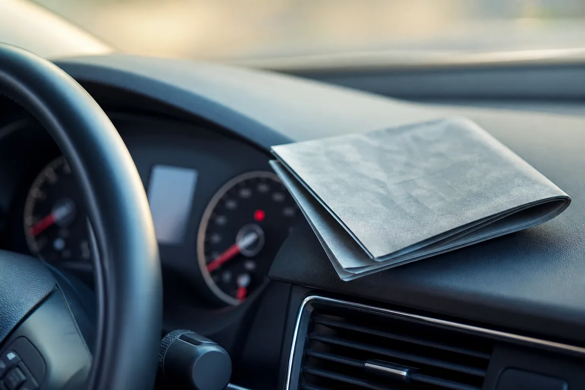Carte grise française posée sur le tableau de bord d&rsquo;une voiture à Angers